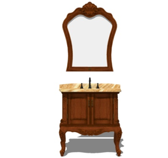 欧式实木洗手台su模型