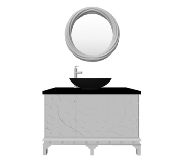 现代实木洗手台su模型