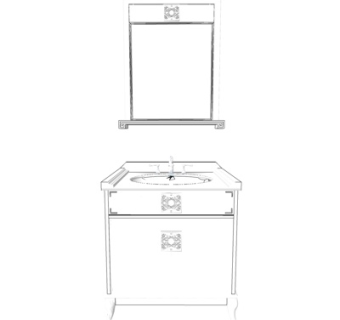 欧式实木洗手台su模型