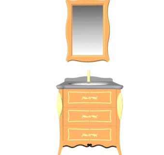 欧式实木洗手台su模型