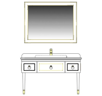 新中式实木洗手台su模型