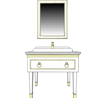 新中式实木洗手台su模型