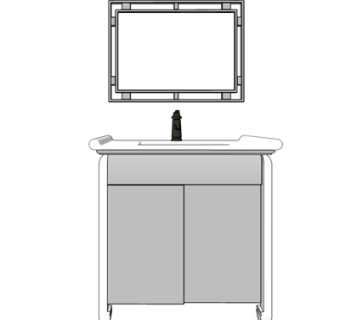 现代实木洗手台su模型