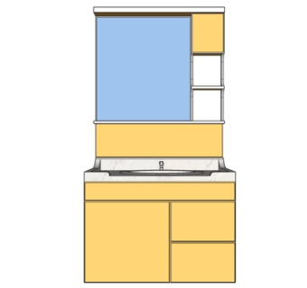 现代实木洗手台su模型