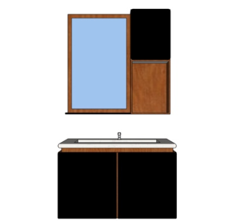 现代实木洗手台su模型