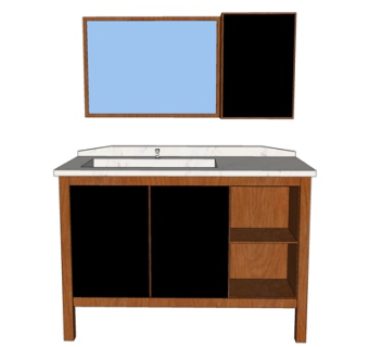 现代实木洗手台su模型