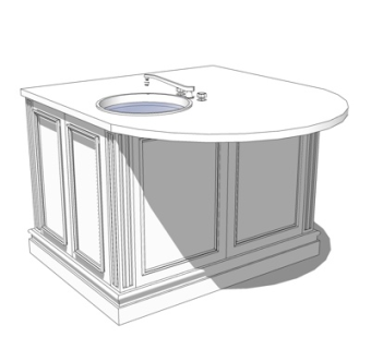欧式实木洗手台su模型