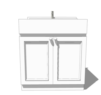 现代实木洗手台su模型