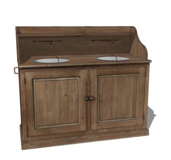 现代实木洗手台su模型