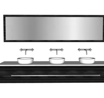 现代实木洗手台su模型