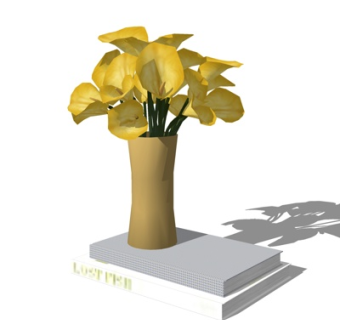 现代书籍花卉摆件su模型