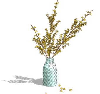 现代花瓶花卉su模型