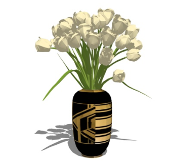 现代花瓶花卉su模型
