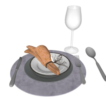 现代餐具组合su模型