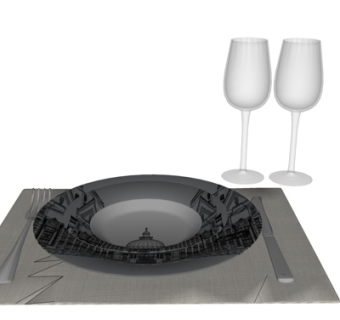 现代餐具组合su模型