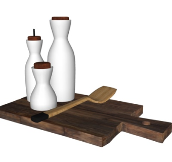 现代瓶子餐具摆件su模型