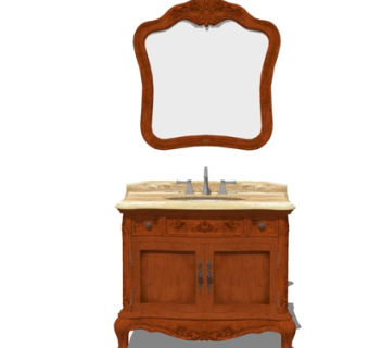 欧式实木洗手台su模型