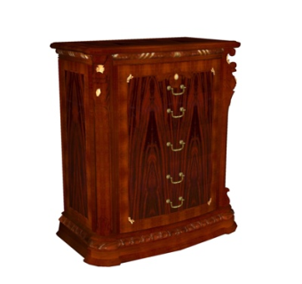 美式实木边柜su模型