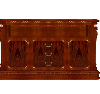 美式实木边柜su模型