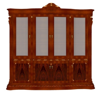 美式实木衣柜su模型