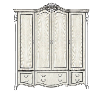 欧式实木衣柜su模型