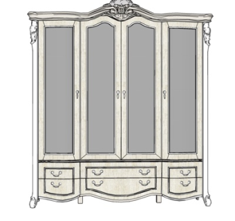 欧式实木衣柜su模型