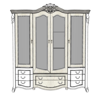 欧式实木衣柜su模型