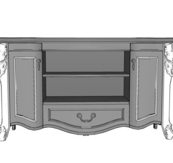 现代实木边柜su模型