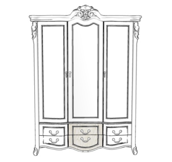 欧式实木衣柜su模型