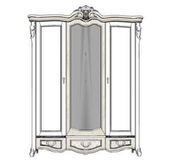 欧式实木衣柜su模型