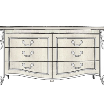 欧式实木边柜su模型