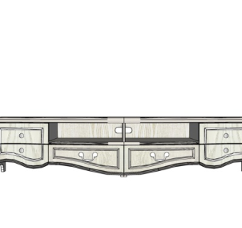 欧式实木电视柜su模型