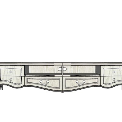 欧式实木电视柜su模型