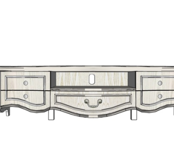 欧式实木电视柜su模型