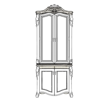 欧式实木衣柜su模型