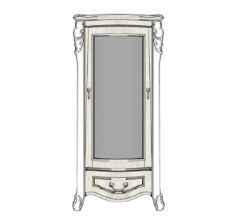 欧式实木单人衣柜su模型