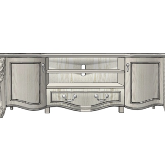 欧式实木电视柜su模型