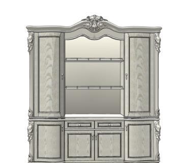 欧式实木衣柜su模型