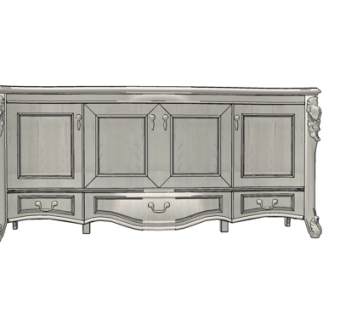 欧式实木边柜su模型