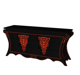 欧式实木边柜su模型