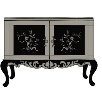 欧式实木边柜su模型