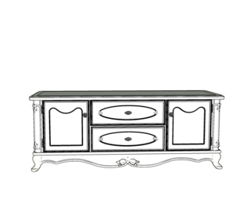 欧式实木电视柜su模型