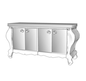 现代实木边柜su模型