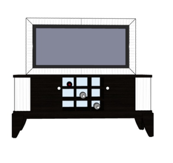 现代实木电视柜su模型