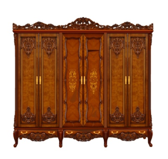 欧式古典实木衣柜su模型