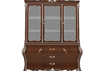 欧式古典实木衣柜su模型