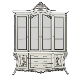 欧式实木衣柜su模型