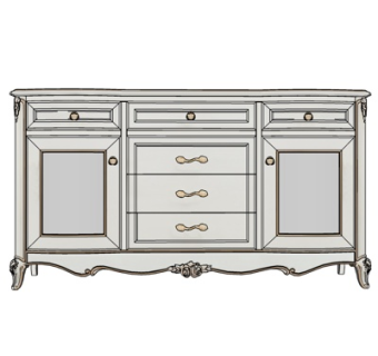 欧式实木边柜su模型