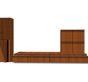 现代实木电视柜su模型