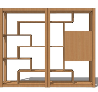 现代实木装饰柜su模型